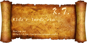 Klár Terézia névjegykártya
